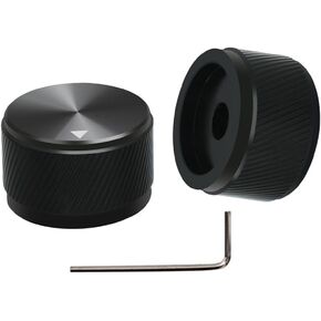 2pcs Gold Vertical Stripes with Blue Circle Aluminum Electronic Control Potentiometer Audio Knob 38x 17mm (d*h) for 6mm Diameter Shaft