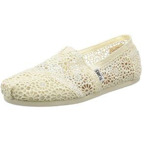TOMS Women's 10007858 Natural Moroccan Crochet Alpargata Flat