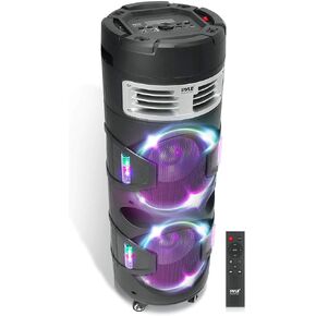 Pyle Portable Bluetooth PA Speaker System - 1200W Outdoor Bluetooth Speaker Portable PA System w/TWS Function, Microphone in, Flashing DJ Party Lights, USB Reader, FM Radio, Rolling Wheels