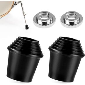 2 Packs Bass Drum Spur Rubber Feet, 1.3x1.18in Bass Drum Legs Threaded Rubber Foot Pearl Tips Accessories with Lock Nuts for Bass Drum Spurs Band Orchestra Pop Rock and Roll Music