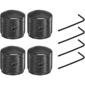 uxcell 4pcs 0.24 Inch Metal Potentiometer Control Knobs for Electrical Guitar Bass Volume Tone Knobs Black