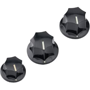 Musiclily Pro Metric Size 18 Spline Jazz Bass Knobs for Asia Import Bass Split Shaft Pots, Black (Set of 3)