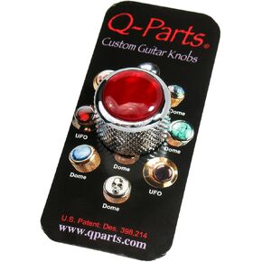 Dome Guitar Knob, Chrome with Acrylic Red Pearl Inlay