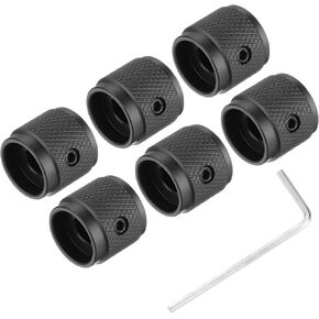 MECCANIXITY 6PCS Guitar Knobs Metal, Volume Tone Control Dome Knobs 1/4" x 5/8" Potentiometer Knobs with Set Screw for Electric Guitar Bass, Black