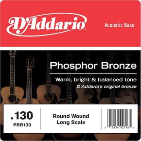 D'Addario PBB130 Phosphor Bronze Acoustic Bass Single Strings Long Scale, .130