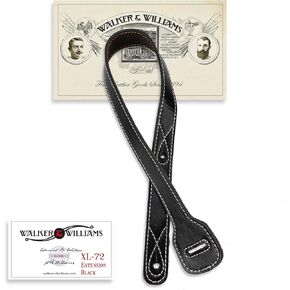 Walker & Williams XL-72 Black Guitar Strap Extender Lengthens W&W Straps Up To 60"