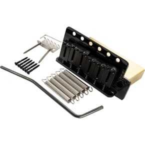 Musiclily Ultra 52.5mm (2-1/16 inch) Standard 6-Screw ST Tremolo Bridge with Modern Brass Saddles 36mm Solid Brass Block Push-In Arm for Strat Style Electric Guitar, Black