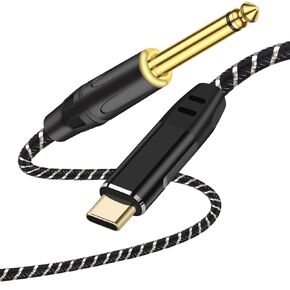 USB C Guitar Cable,6.6FT Guitar 1/4 Inch TS to Computer USB Type C Interface Recording Cable for Instruments Recording Singing, Premium Braided Shielding Cable,Gold Plated Plug.Plug and Play