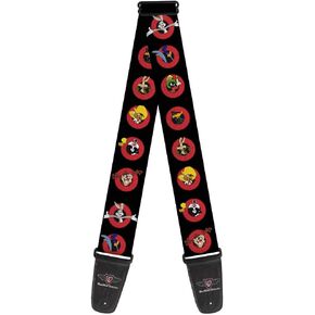 Buckle-Down Guitar Strap - Looney Tunes Characters Bullseye Pose Black - 2" Wide - 29-54" Length