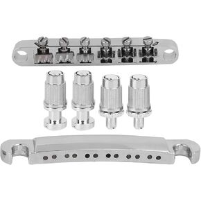 HERCHR Electric Guitar Bridge, Zinc Alloy Roller Saddle Bridge Tailpiece for 12 String Electric Guitar Tune-O-Matic Bridge and Stop Bar Tailpiece Combo String Saddle Bridge & Tailpiece