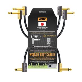 WORLDS BEST CABLES 3 Units - 18 Inch - Pedal, Effects, Patch, Instrument Cable Custom Made Using Mogami 2319 Wire & Eminence Tiny Gold-Plated Angled TS Connectors
