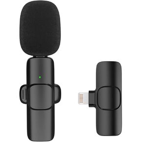 Professional Wireless Lavalier Lapel Microphone for iPhone iPad Plug & Play Lapel Clip-on Mic for YouTube TikTok Interview Live Stream Video Recording Auto-sync