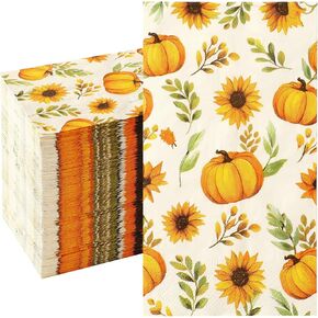Homlouue 100 PCS Thanksgiving Napkins Disposable, 3-Ply Fall Paper Napkins, Fall Maple Leaves Paper Guest Towels, Autumn Thanksgiving Paper Napkins, Paper Hand Towels For Bathroom Dinner Home Kitchen