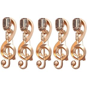 HomeSoGood Microphone Music Note Vintage Silver Backpack DIY Decoration Hats Gold 5PCS