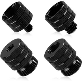 4pcs Mic Stand Adapter, Mic Thread Adapters 1/4 Female to 5/8 Male & 3/8 Female to 5/8 Male & 1/4 Male to 5/8 Female & 3/8 Male to 5/8 Female Screw Adapter for Microphone Boom Camera Tripod