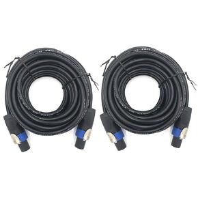 2 Pack 100ft Pro Speakon to Speakon Cable, Pair 12AWG Patch Cords, Professional Speakon Audio Cable Cord with NL4FC Connectors