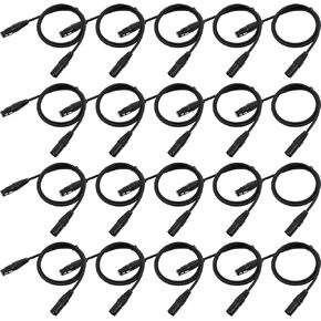 Xuhal 20 قطعة 9.84 قدم كابل DMX مرن، مطلي بالذهب 3 دبوس إشارة XLR ذكر إلى أنثى سلك كابل DMX، كابلات إشارة مع موصلات معدنية لإضاءة المسرح وأضواء DJ، أسود in Kuwait