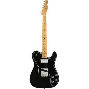 Fender Vintera 70s Custom Telecaster Electric Guitar, with 2-Year Warranty, Black, Maple Fingerboard