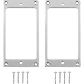 2 Pcs Flat Metal Humbucker Pickup Ring - Metal Flat Humbucker Cover Frame Replacement Part for Electric Guitar or Precision Bass - Silver