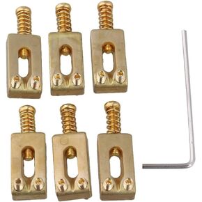 N / A 30x10x6mm Brass Saddle String Guitar Bridge with Wrench for Electric Guitar Pack of 6, Gold