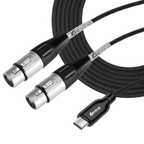 Devinal Female XLR to USB C Recording Cable, Dual Unbalance XLR Female to USB Type C Microphone Input Cable Compatible with Sumsung Google Huawei Xiaomi Smartphone or MacBook, etc 10 FT