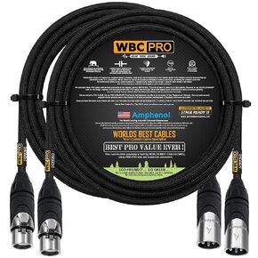 2 Units - 30 Foot - WBC-PRO-Quad Ultra-Silent Ultra-Flexible Balanced Star-Quad Cable with Amphenol Male & Female XLR Plugs & Black Tweed Jacket