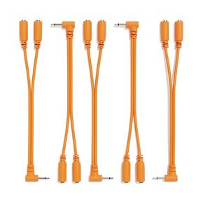5-Pack - Right Angle Mono Splitter Y Patch Cables - TS 3.5mm 1/8" Eurorack Synth Synthesizer [Army Green]
