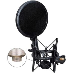 Shock Mount with Pop Filter, Windscreen and Shockmount to Reduce Vibration Noise Matching Mic Boom Arm for Bluebird SL Microphone