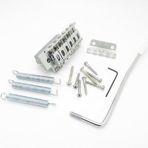 Swhmc Electric Guitar Bridge Tremolo System Set 6 Strings Guitar Tailpiece Replacement with Bar, for Strat(Black)
