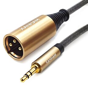 XLR ذكر إلى 3.5 ملم (1/8 بوصة) مقبس ذكر 3.3 قدم/1 متر كابل TRS غير متوازن متوافق مع iPhone وiPod ومشغل MP3 والكمبيوتر المحمول ومسجل الصوت والمزيد