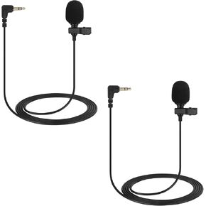 2-Pack Lavalier Microphone Compatible with DJI MIC 2, RODE Wireless Go ll, 3.5mm TRS Clip-on Lapel Mic for Mic Transmitters, Clear Voice & Mini Size, Ideal for Streaming, Vlog, Interview and More