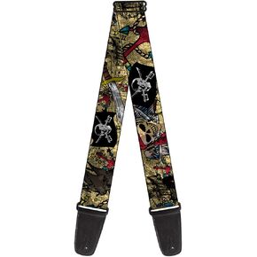 Buckle-Down Guitar Strap Dead Men Tell No Tales Close Up Tan 2 Inches Wide
