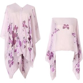 Women's Chiffon Scarf Shawl Butterfly Printed Cape Scarves Wraps Bikini Swimsuit Cover Up Beachwear in Kuwait