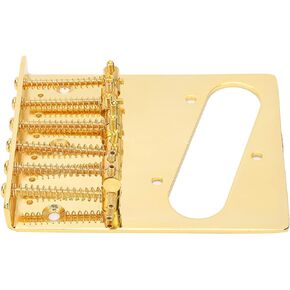 6 Saddle Guitar Bridge Single Coil Pickup Slot, Standard Series Telecaster Bridge Assembly Pre-wired Control Plate for Electric Guitars Replacement Parts(gold)