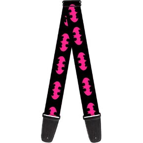 Buckle-Down DC Comics Guitar Strap, Batman Signal Black Fuchsia, 2 Inches Wide