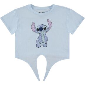 Disney Lilo and Stitch Girls Short Sleeve T-Shirt- Stitch & Angel Girls Tee with Rhinestones Sizes 4-16