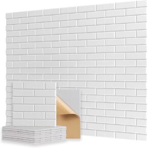 12 Pack Soundproof Wall Panels With Self-Adhesive, 12"X 12"X 0.4"Acoustic Panels, High Density Sound Proof Foam Panels for Walls, Brick Wall Panels for Wall Décor, Home Studio Office-White
