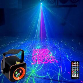 Party Lights DJ Lights RBG 3IN1 Red and Green Beam Effect 60 Gobos Lighting Auto, Sound Actived, Strobe Play Mode Remote Control Stage Lights for KTV Halloween Disco Club Wedding