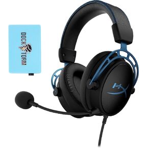 سماعة رأس سلكية للألعاب بصوت محيطي 7.1 من HyperX Cloud Alpha S لأجهزة الكمبيوتر الشخصية وPS5 وPS4 مع خلاط دردشة وصوت جهير قابل للتعديل، ونظام تشغيل ثنائي الحجرة، (أسود-أزرق)، 4P5L3AA، حزمة مع محور Dockztorm in Kuwait