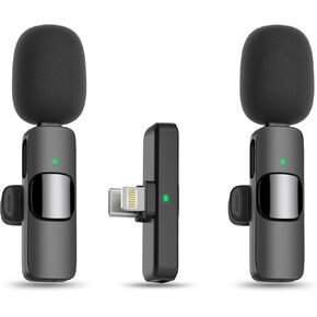 wedaniya Wireless Lavalier Lapel Microphone for iPhone iPad: 2 Clip on Microphones for Phone Video Recording, Professional Lav Mic for YouTube | Interview | Podcast | Vlog | Tiktok | Live Stream