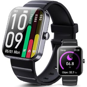 JUGEVI Smart Watches for Women Men (Answer/Make Calls), Smart Watch Fitness Sleep Tracker Heart Rate Blood Oxygen Blood Pressure Monitor 1.91" HD Screen IP67 Waterproof
