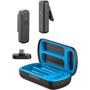 JLab Create Wireless Lavalier Mic System, Plug and Play with Most USB-C Devices, Omnidirectional Polar Pattern with 2 Recording Gains, Small Design with Lapel Clip, Quick Mute