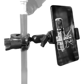 Mic Stand Phone Holder,Adjustable Phone Microphone Stand Mount for Music Drum,with Clamp Phone Clip for iPhone for Samsung Galaxy any Smartphone