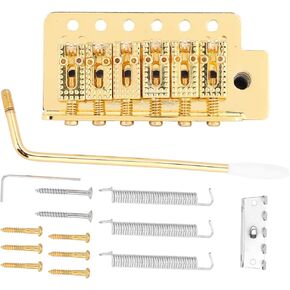 VBESTLIFE Life Guitar Single Tremolo Bridge,6 String Guitar Tremolo System with Roller Single Locking Vibrato Bridge Fit for ST Guitar(Gold)