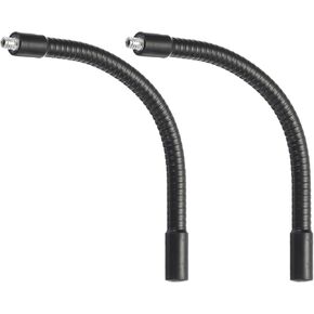 PATIKIL 12" Gooseneck, 2 Pcs 1/4"-20 Female to Male Thread Metal Universal Hose Flexible Arm Gooseneck Tube Extension Holder for Action Camera, Phone, Microphone, Black