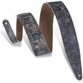 Levy's Leathers 2.5" Genuine Distressed Leather Guitar Strap with Ladder Style Height Adjustment; Black (M317BLZ-BLK)