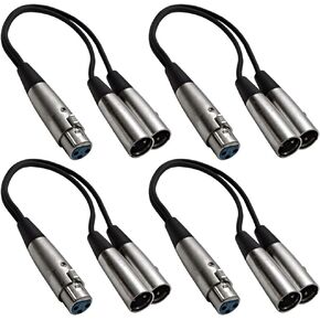 Seismic Audio Speakers Splitter Patch Cable, 1 XLR Female to 2 XLR Male, 1 Foot, Pack of 4