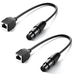 Neewer 3 Pin DMX XLR Female to RJ45 Female Cable, 2 Pack RJ45 to 3 Pin XLR Adapter XLR Connector Only TL60 RGB Tube Light Wand and DMX512 Console Lighting Controller, 1ft/35cm, NC008