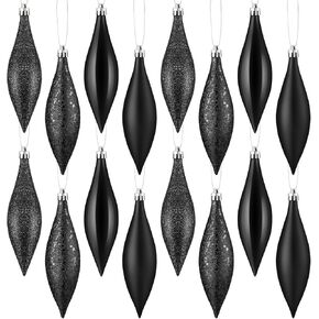 Soaoo 16 Pcs Plastic Finial Drop Valentine Ornaments Decorative Hanging Ornaments Shiny, Matte, Glitter and Sequin Finishes Shatterproof for Valentine Tree Decor Wedding Party Xmas Holiday(Red)