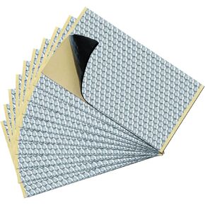 TroyStudio Vibration Damping Mat, 10 pcs 15.7 x 9 x 0.08 Inches Self-Adhesive Sound Deadening Sheets, Aluminum Foil Noise Dampening Panels for Duct Wrap, Pipes, Engine, Water Pump, Audio, Car